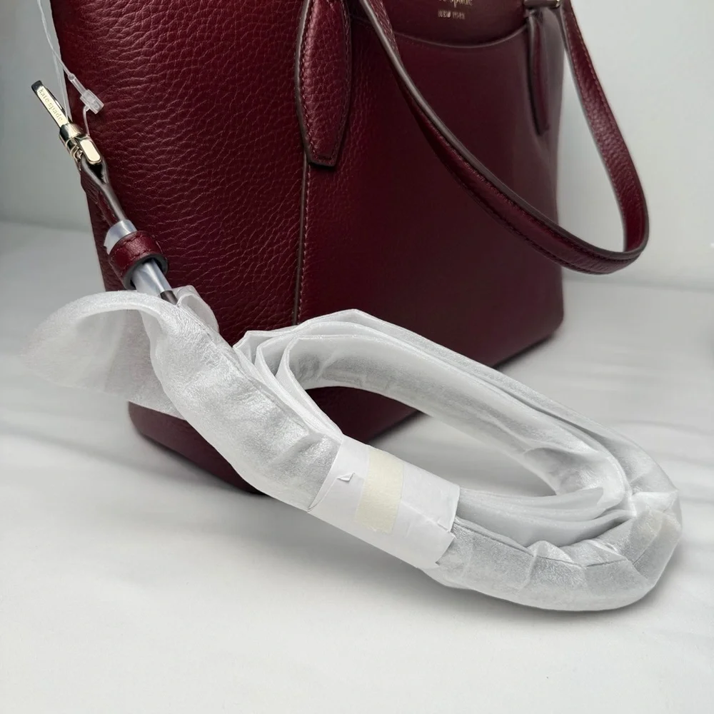 Kate Spade New York Monica pebbled leather Deep Red Satchel Bag - Picture 8 of 14